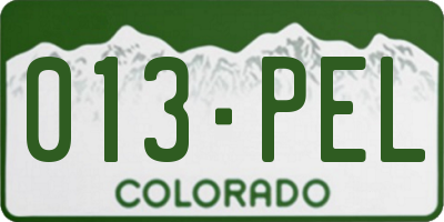 CO license plate 013PEL