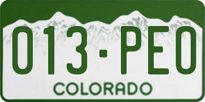 CO license plate 013PEO