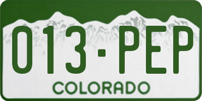 CO license plate 013PEP