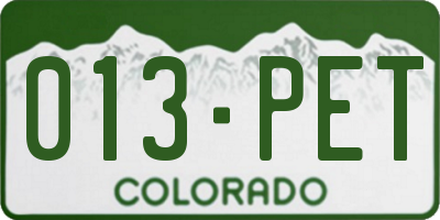 CO license plate 013PET