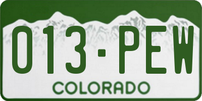 CO license plate 013PEW