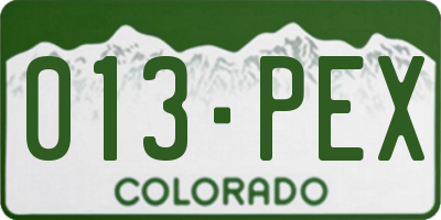 CO license plate 013PEX