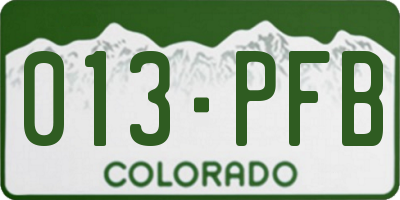 CO license plate 013PFB