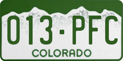 CO license plate 013PFC