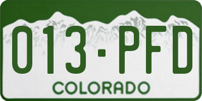 CO license plate 013PFD