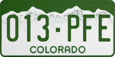 CO license plate 013PFE