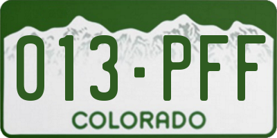 CO license plate 013PFF