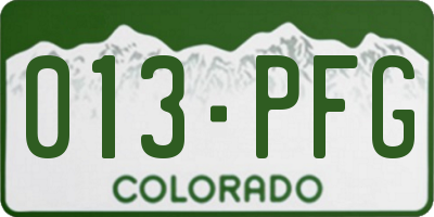 CO license plate 013PFG
