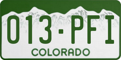CO license plate 013PFI