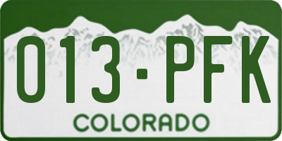 CO license plate 013PFK