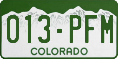 CO license plate 013PFM
