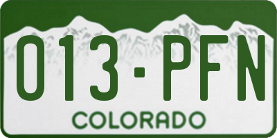 CO license plate 013PFN