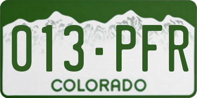 CO license plate 013PFR