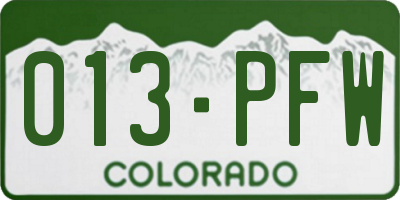 CO license plate 013PFW