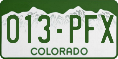 CO license plate 013PFX