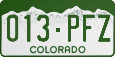 CO license plate 013PFZ