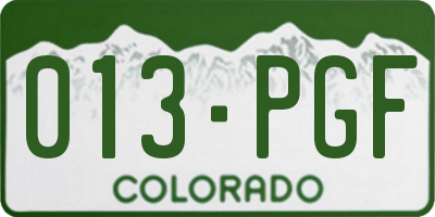 CO license plate 013PGF