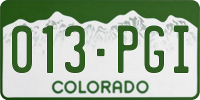CO license plate 013PGI