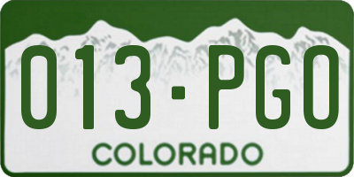 CO license plate 013PGO