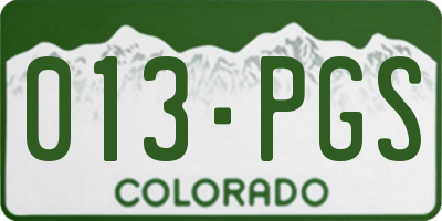 CO license plate 013PGS