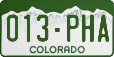 CO license plate 013PHA