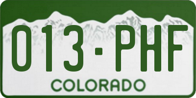 CO license plate 013PHF