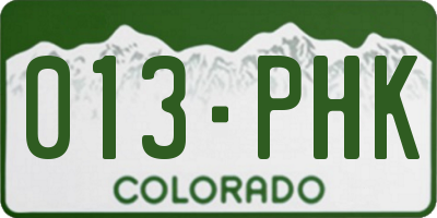 CO license plate 013PHK