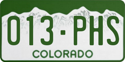 CO license plate 013PHS
