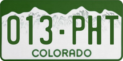 CO license plate 013PHT