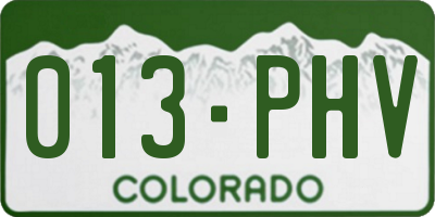 CO license plate 013PHV
