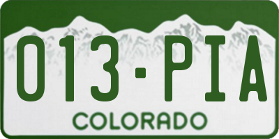 CO license plate 013PIA