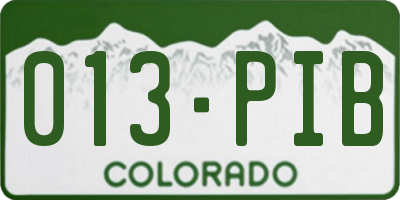 CO license plate 013PIB