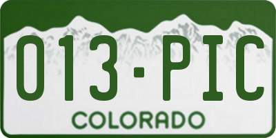 CO license plate 013PIC