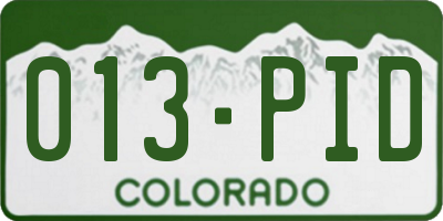 CO license plate 013PID