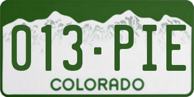 CO license plate 013PIE