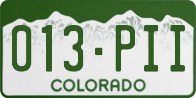CO license plate 013PII