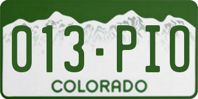 CO license plate 013PIO