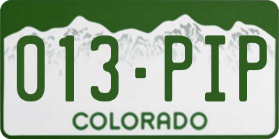 CO license plate 013PIP