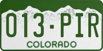 CO license plate 013PIR