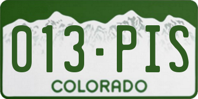 CO license plate 013PIS
