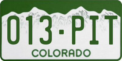 CO license plate 013PIT