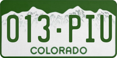 CO license plate 013PIU