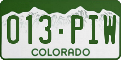 CO license plate 013PIW
