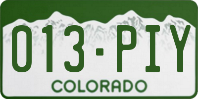 CO license plate 013PIY