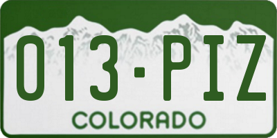 CO license plate 013PIZ