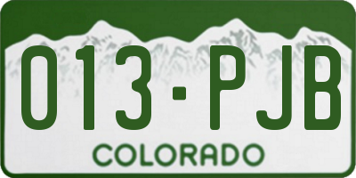 CO license plate 013PJB