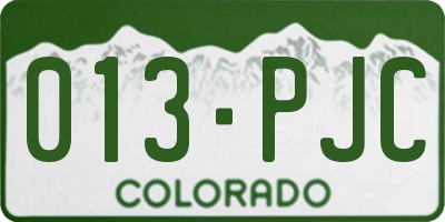 CO license plate 013PJC