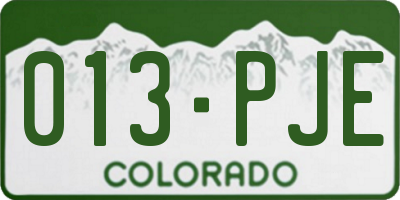 CO license plate 013PJE