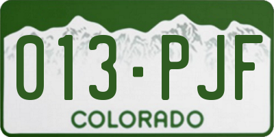 CO license plate 013PJF