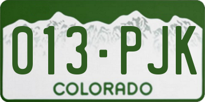 CO license plate 013PJK